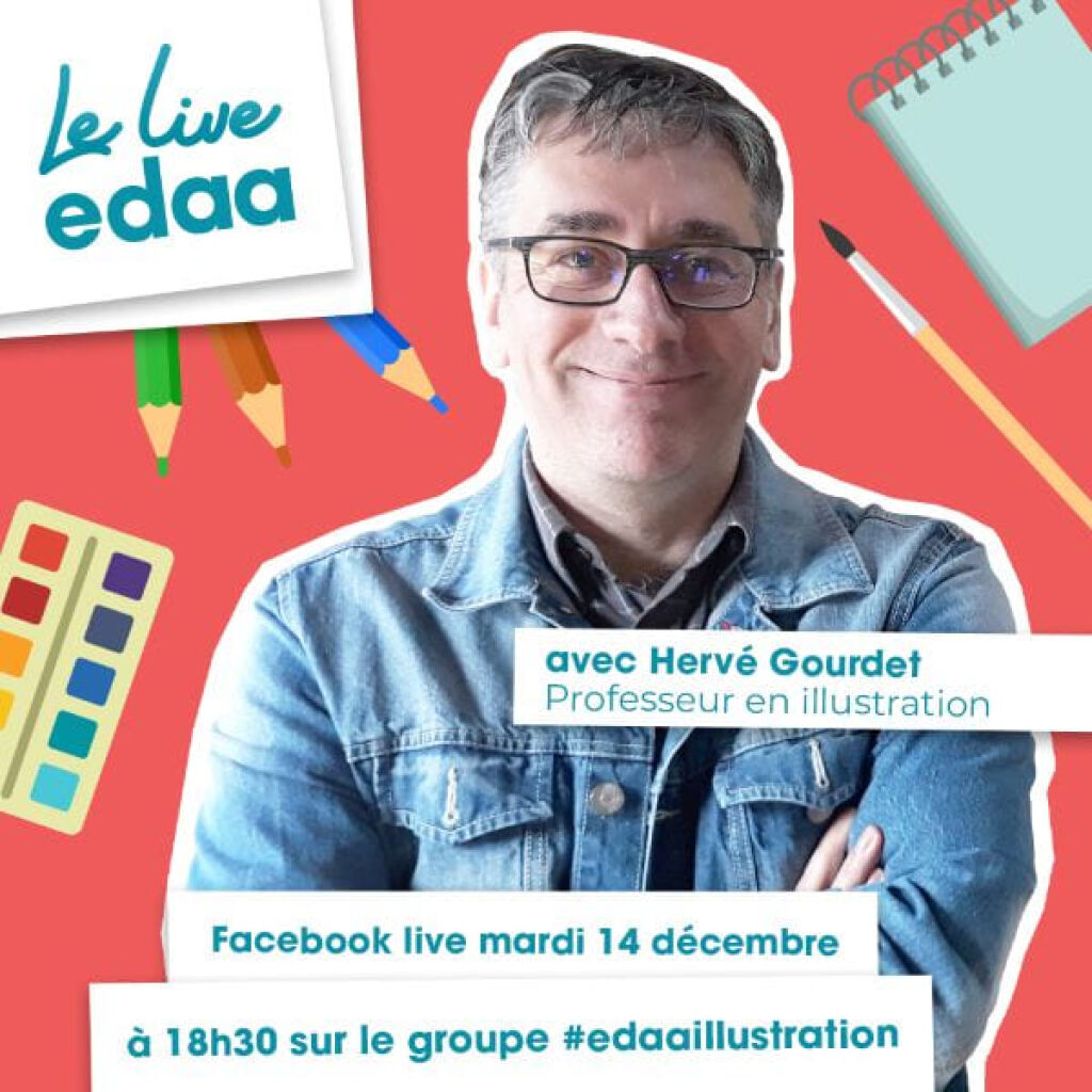 Facebook Live avec le professeur en illustration de l'EDAA