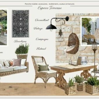 Planche mobilier, accessoires, revtements, couleurs et textures